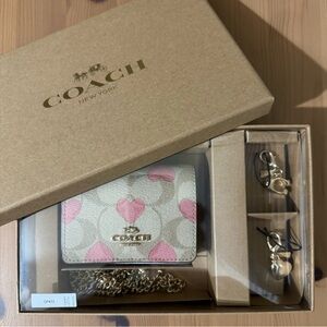 Coach Beige and Pink Heart Cross Body Set